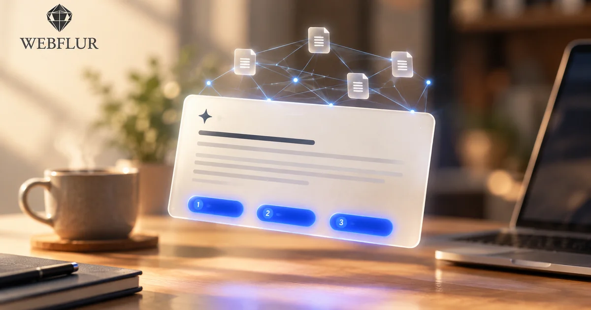 How to Get Cited in Perplexity in 2026 — WebFlur P3 Visibility playbook hero, five citation signals from a 45-site B2B audit (answer-first content, FAQPage schema, dateModified freshness, entity-linked JSON-LD, llms.txt priority)